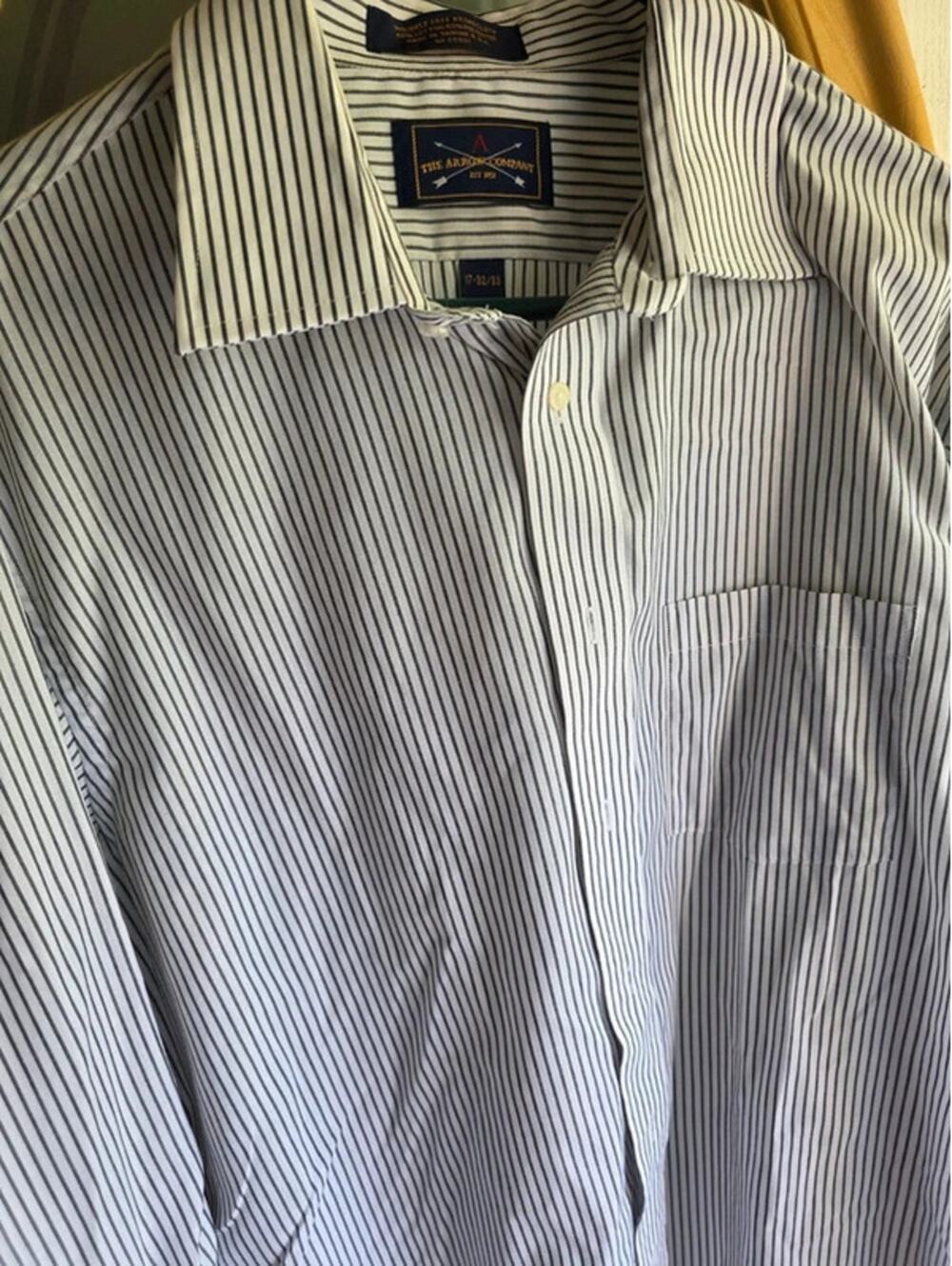Geoffrey Beene Mens Size 17 32/33 Light Blue Long Sleeve Dress Shirt